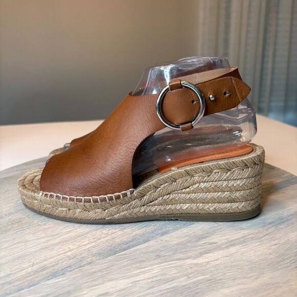 Rag & Bone Women's Espadrille Brown Leather Wedge Sandals US Size 7.5 EU 37.5 - Picture 4 of 12
